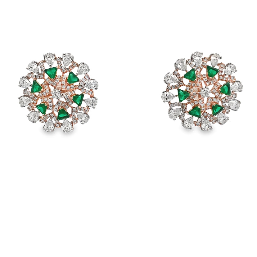 RotaLuxe Diamond Emerald Studs Earrings