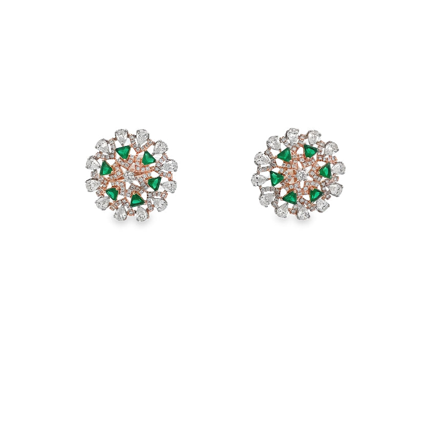 RotaLuxe Diamond Emerald Studs Earrings