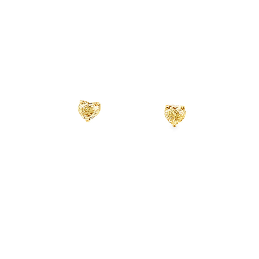 Citrine Diamond Hearts Studs Earrings