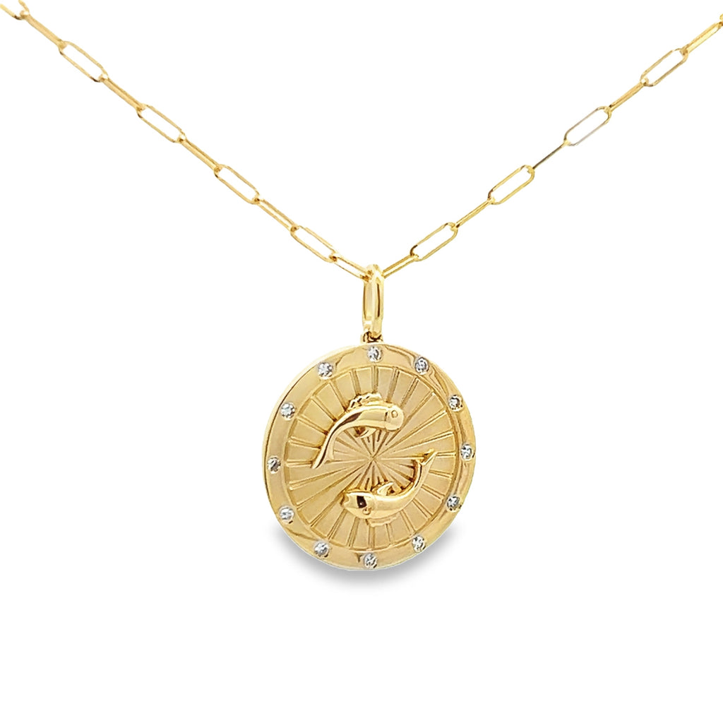 Oceanic Gold Pendant Pisces Necklace