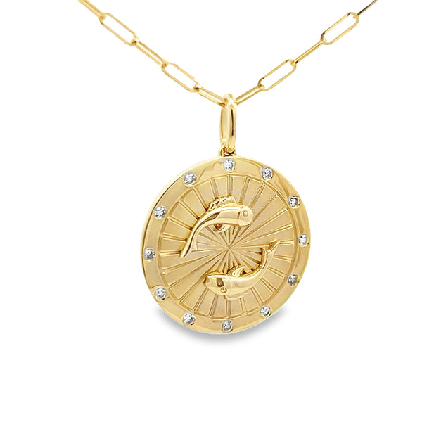 Oceanic Gold Pendant Pisces Necklace