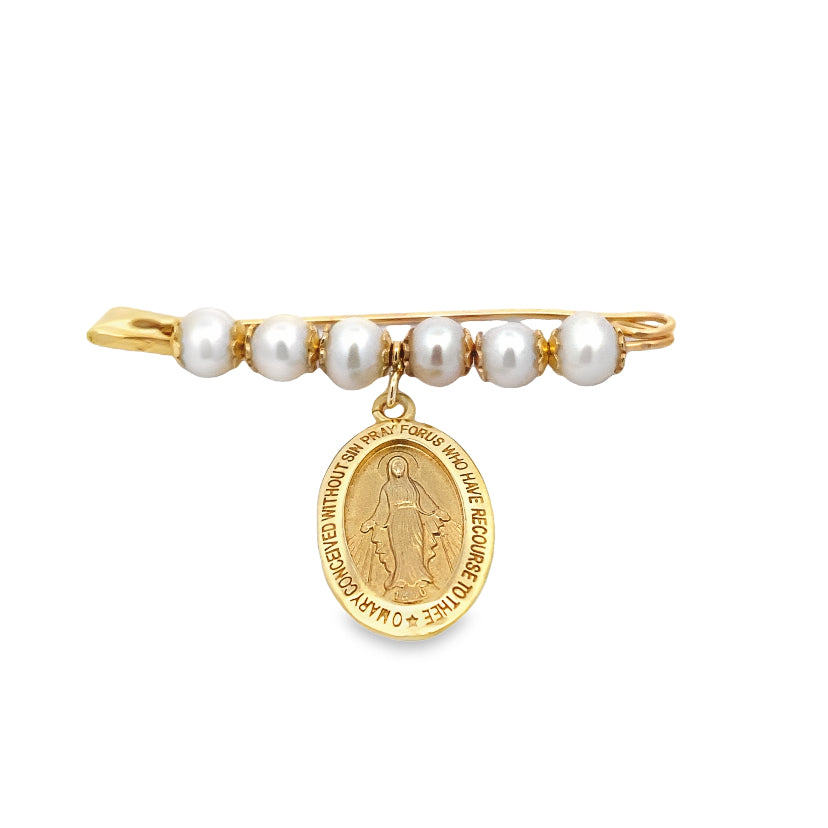 Mary Gold Pearl Charm Pin