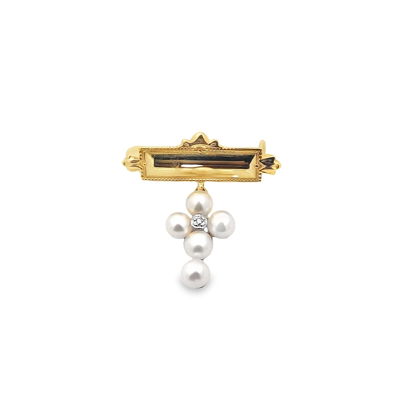 Diamond Clip with Pearl Cross