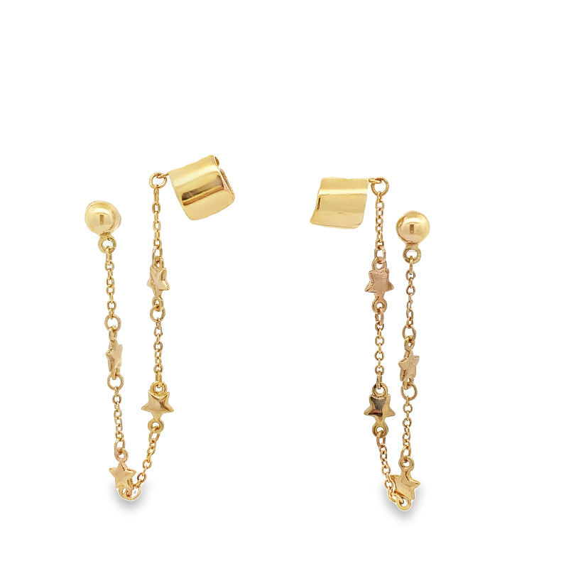 Gold Cuff Chain Earrings