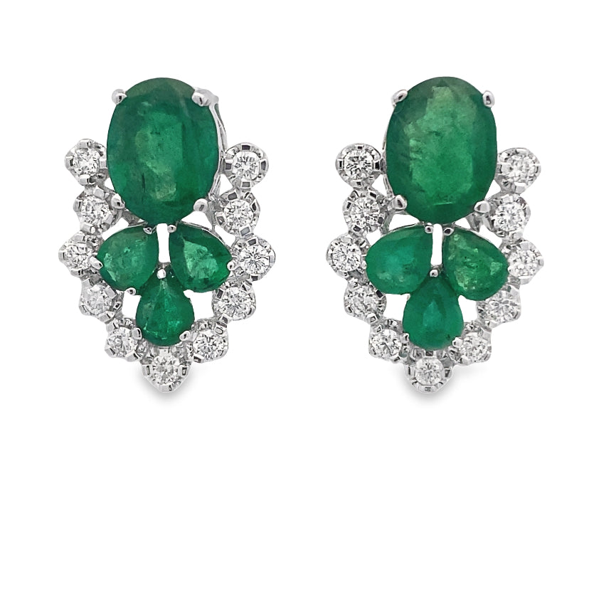 Diamond Dewdrop Emerald Earrings