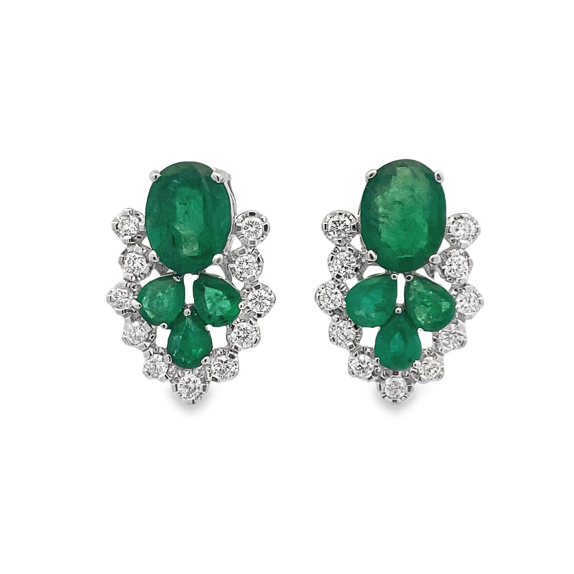 Diamond Dewdrop Emerald Earrings