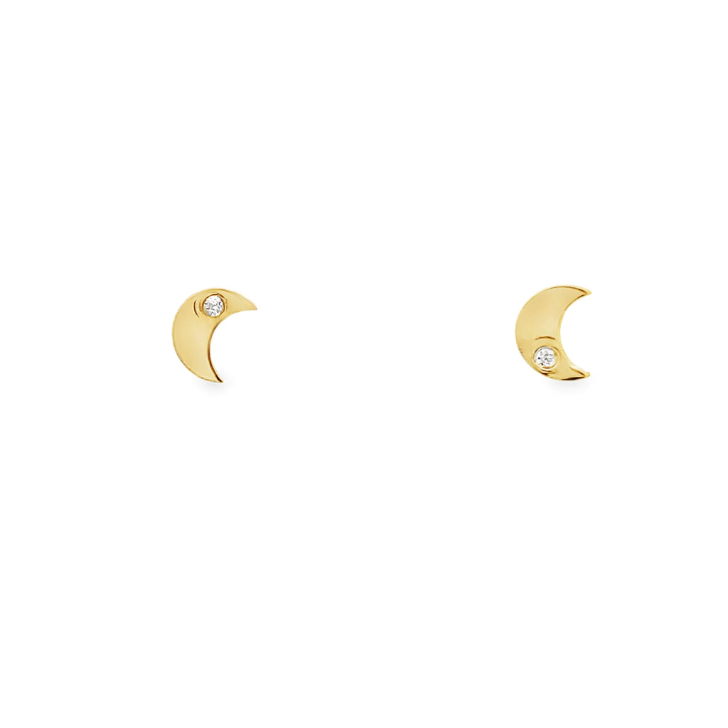 Golden Moon Baby Studs With CZs