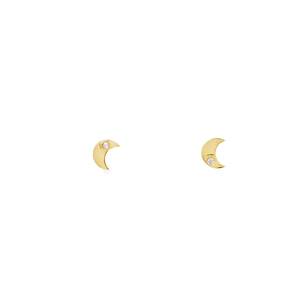 Golden Moon Baby Studs With CZs