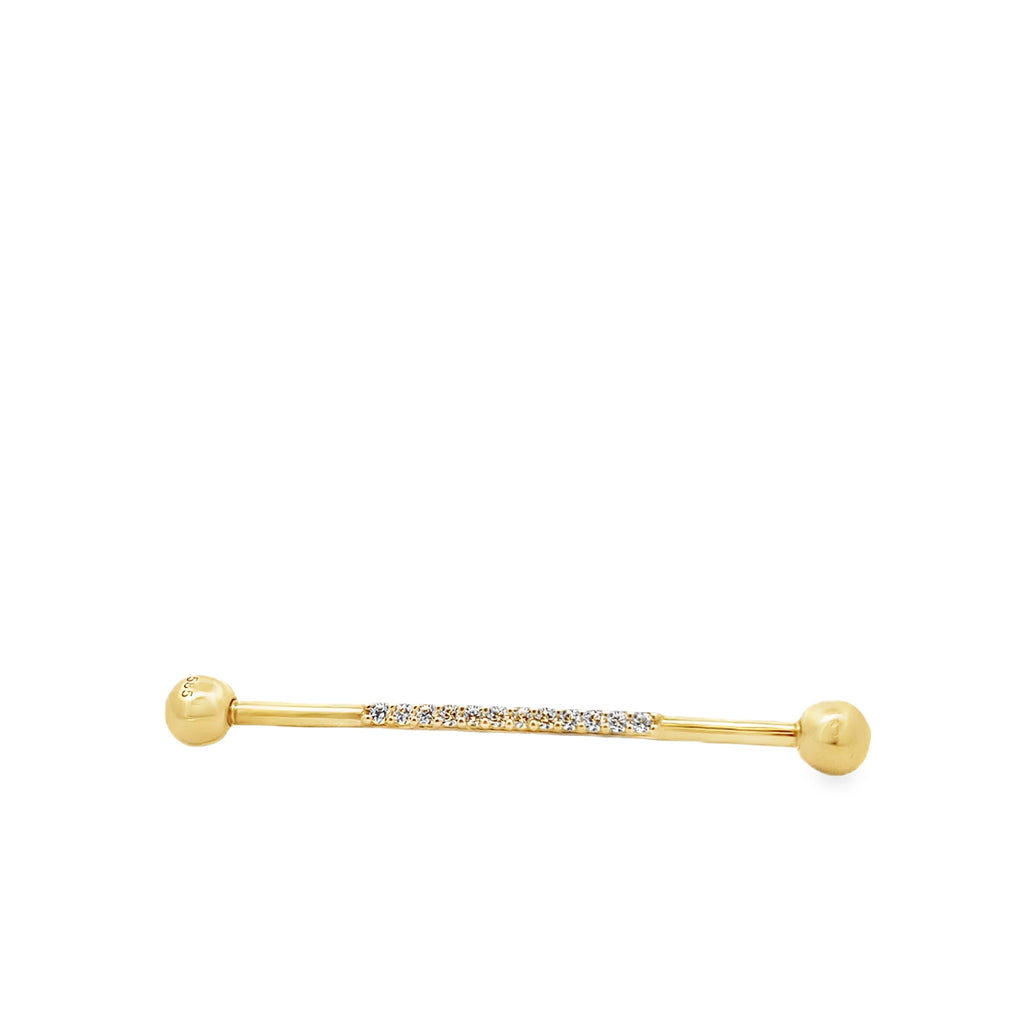 Cubic Zirconia Bar Gold Piercing