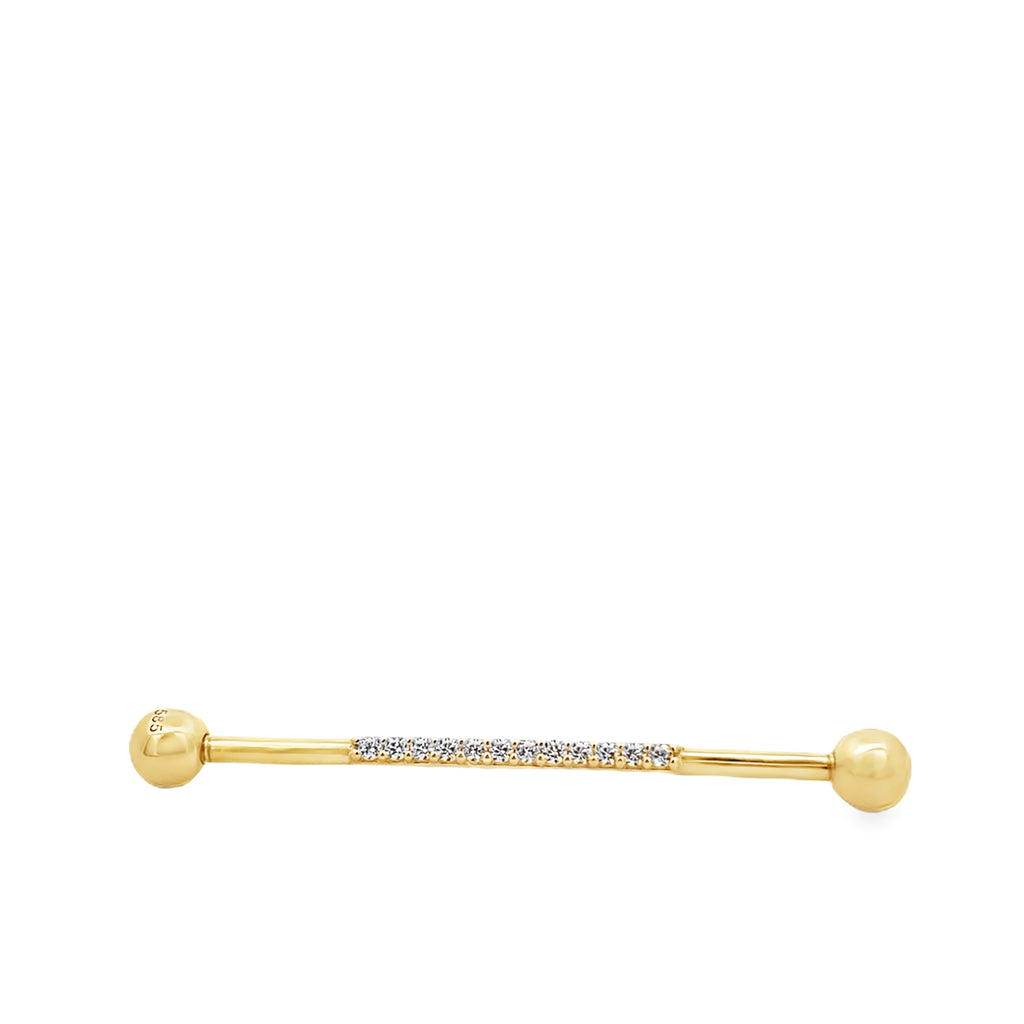 Cubic Zirconia Bar Gold Piercing