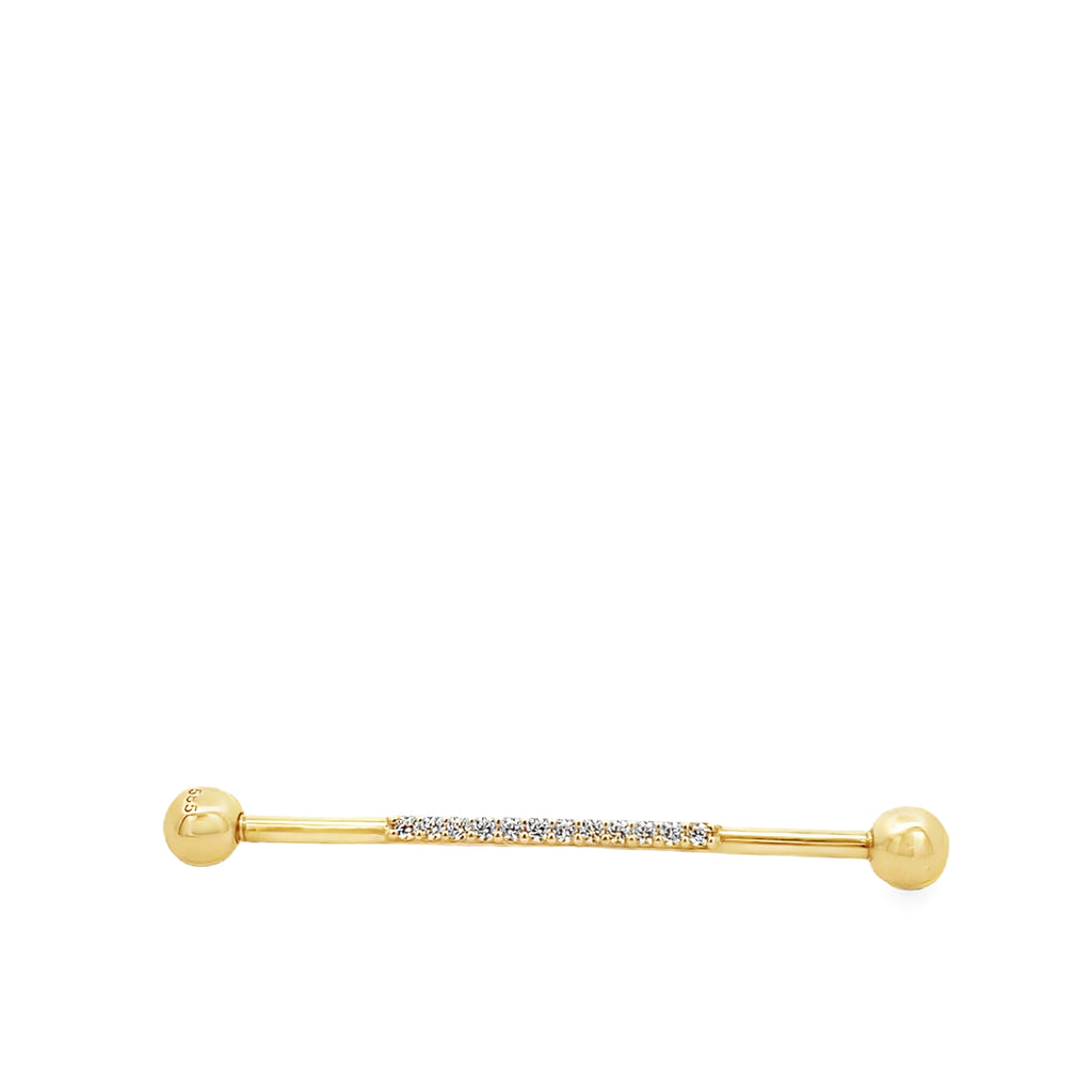 Cubic Zirconia Bar Gold Piercing